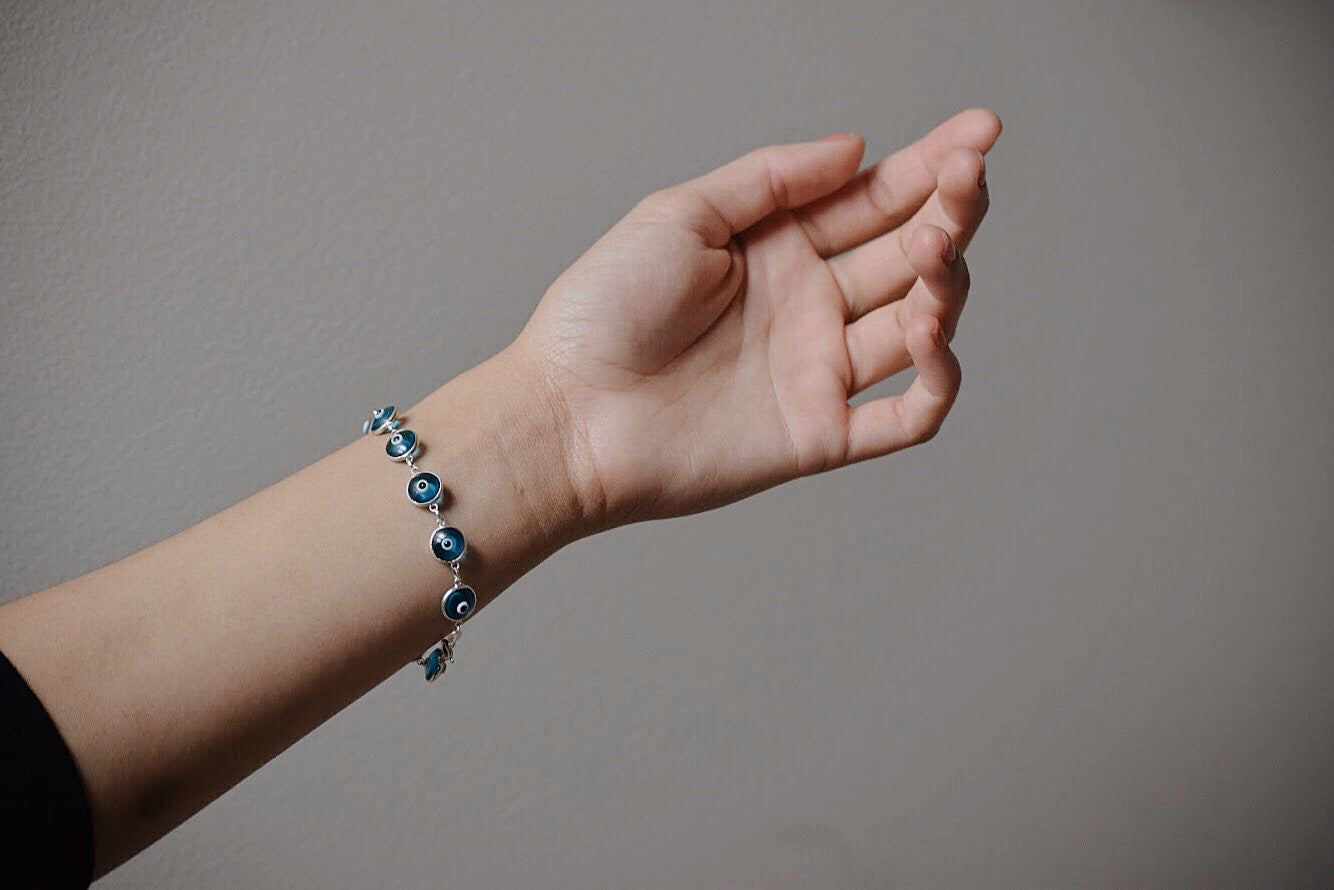 Large Evil Eye Sterling Bracelet