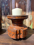 Carved Wood Candle Stand