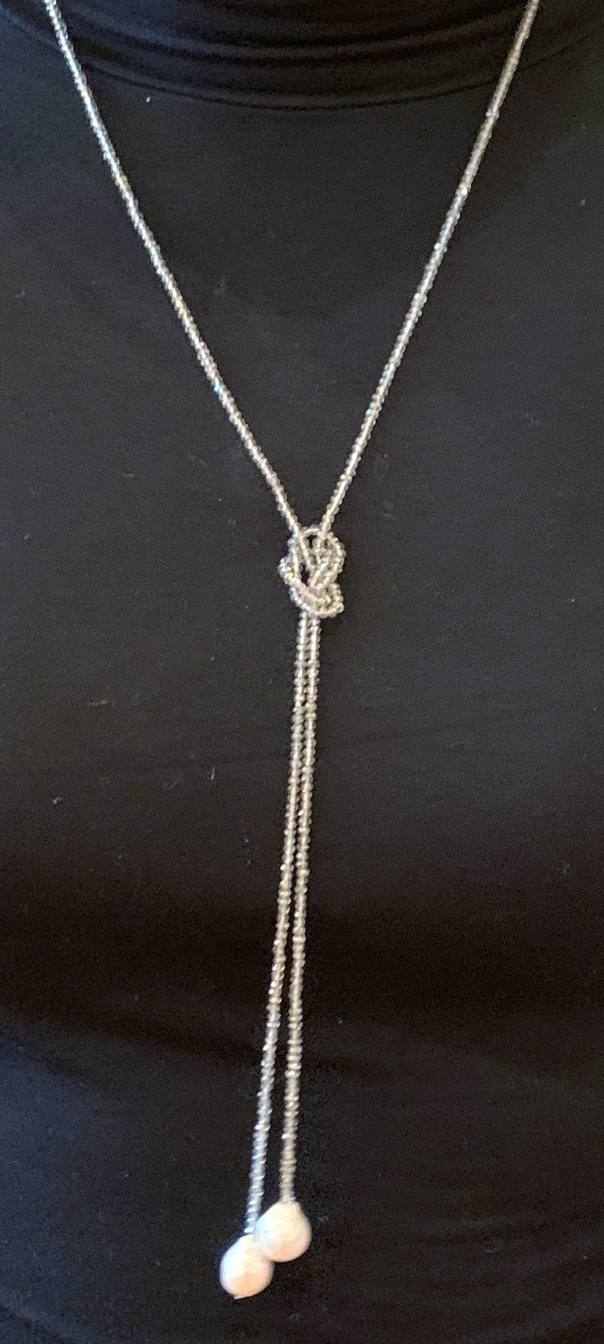 CHANEL Enamel CC Baroque Pearl Drop Necklace Black Gold 451302