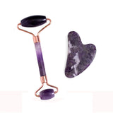 Purple Amethyst Facial Roller & Gua Sha Set