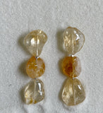 Raw Citrine Three  Gemstone Earring