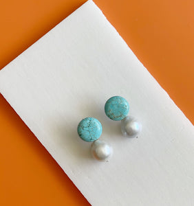 Turquoise & Pearl Earring