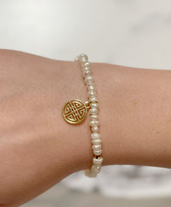 Pearl Elastic Bracelet & Long Life Charm