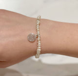 Pearl Elastic Bracelet & Long Life Charm