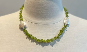 Green Peridot & Unique Pearl Necklace