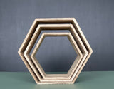 Hexagon Wooden Honeycomb Floating Shelves Set of 3