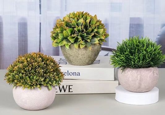 Clay Pot & Artificial Plant