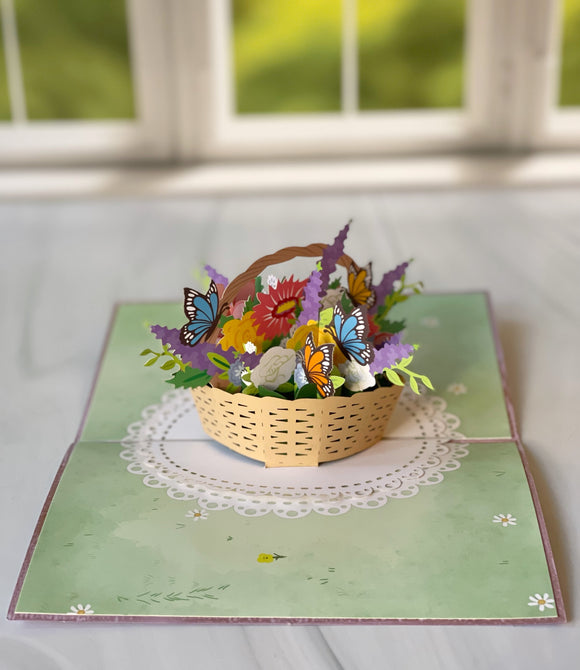 Purple Flower & Butterfly Pop-up Card