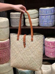 Oaxacan Leather Handle Woven Tote