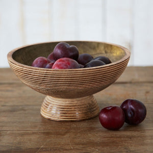 Handmade Carved Mango Wood Raised Bowl