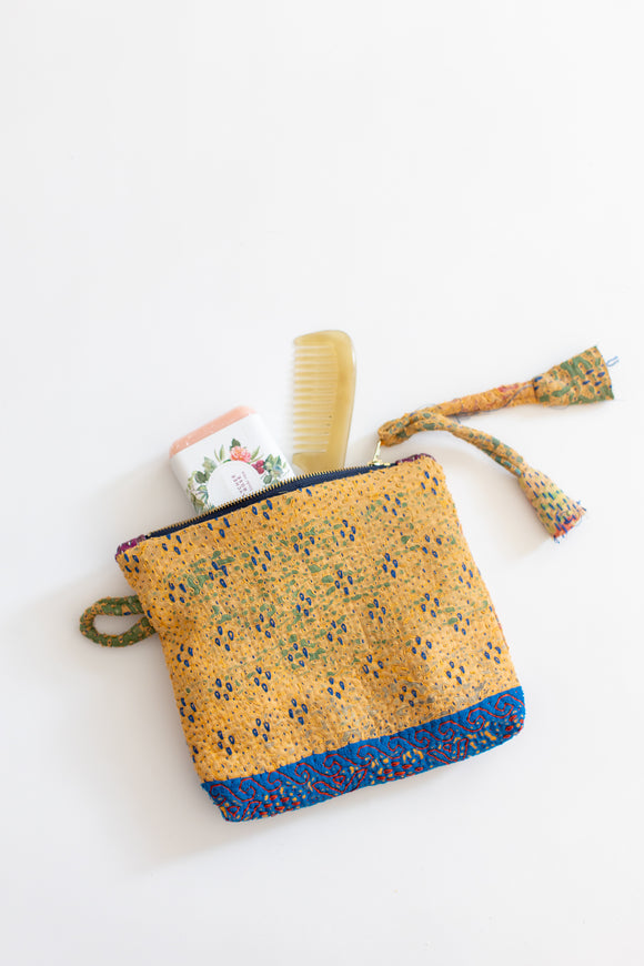 Vintage Banjara Fabric Pouch-Royal Blue