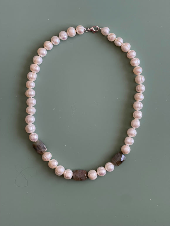 Labradorite & Baroque Pearl Necklace