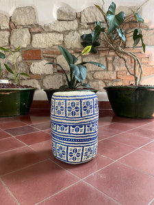 Oaxacan Woven Handmade Basket Blue/natural