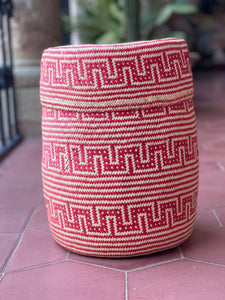 Oaxacan Handwoven Red/Natural basket XL