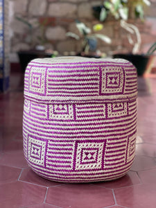 Oaxacan Handwoven Basket Purple/natural XL