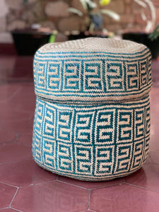 Oaxacan Handwoven Green/Natural Basket XL