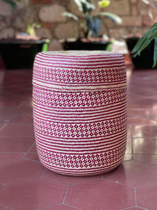 Oaxacan Handwoven Basket Dk Pink/natural XL