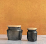 Black Pottery Jar with Lid Small